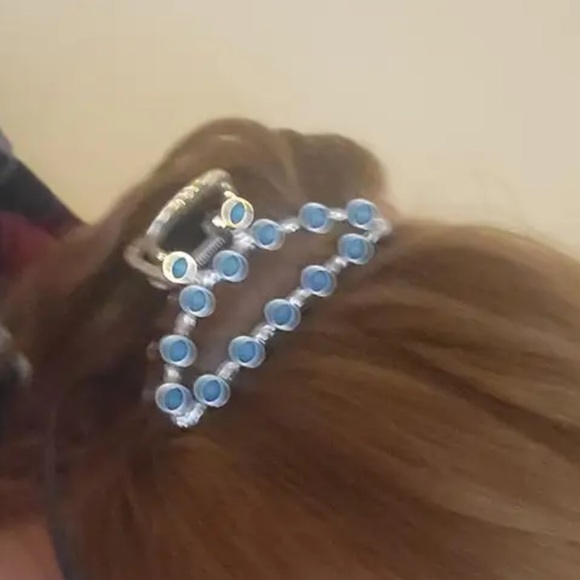 NEW Retro Western Bohemian Silver and Natural Turquoise Hair Claw Clip